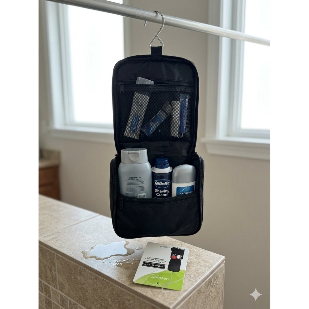 Daylogic Mens Kit Hanging Toiletry Bag Multi-Compartment Travel Organizer Black